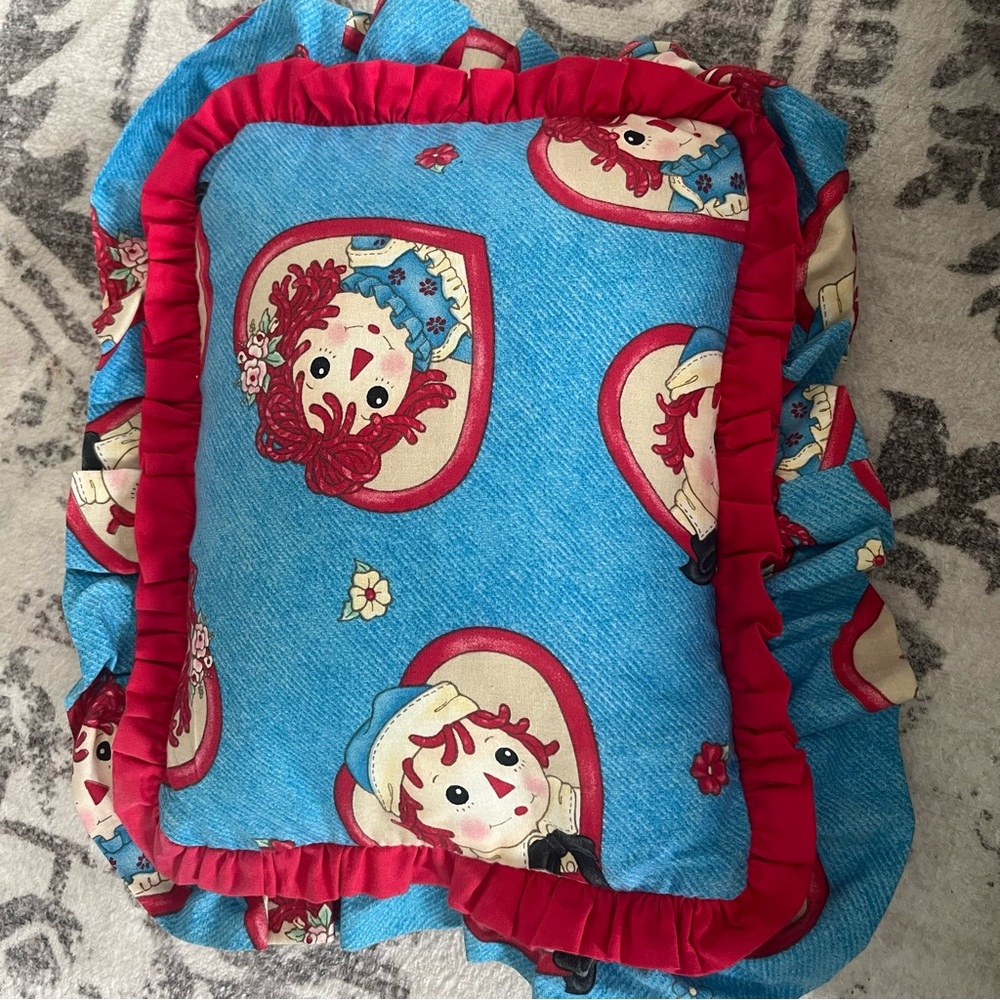 Blue and Red Raggedy Ann Pillow
